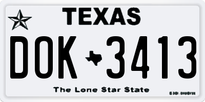 TX license plate DOK3413