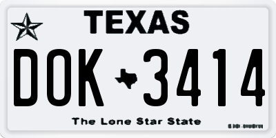 TX license plate DOK3414