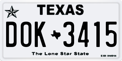 TX license plate DOK3415