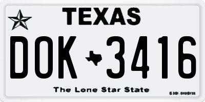 TX license plate DOK3416