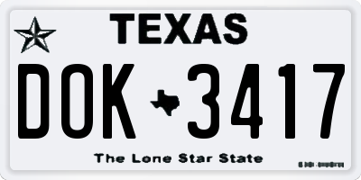 TX license plate DOK3417