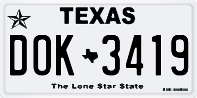 TX license plate DOK3419