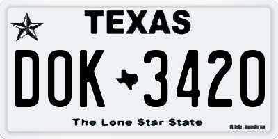 TX license plate DOK3420