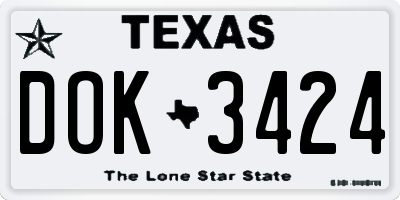 TX license plate DOK3424