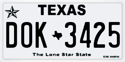 TX license plate DOK3425