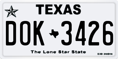 TX license plate DOK3426
