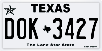 TX license plate DOK3427