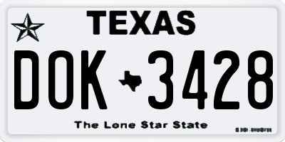 TX license plate DOK3428