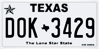 TX license plate DOK3429