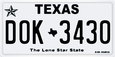 TX license plate DOK3430