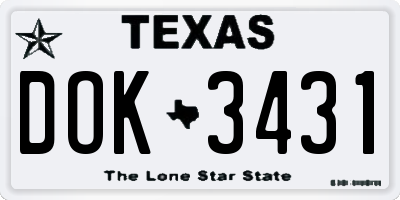 TX license plate DOK3431