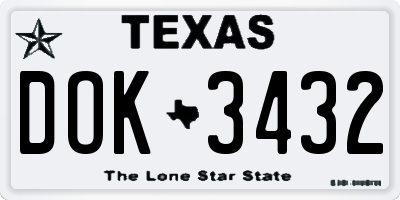 TX license plate DOK3432