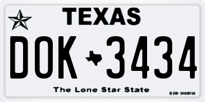 TX license plate DOK3434