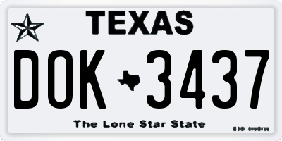 TX license plate DOK3437