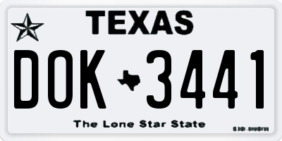 TX license plate DOK3441