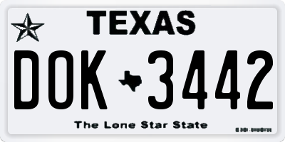 TX license plate DOK3442
