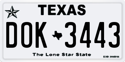 TX license plate DOK3443