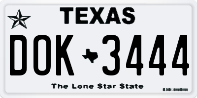 TX license plate DOK3444