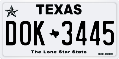 TX license plate DOK3445