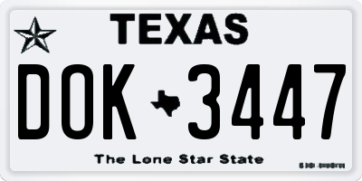 TX license plate DOK3447
