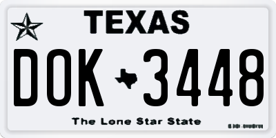 TX license plate DOK3448