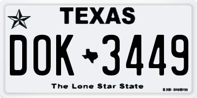 TX license plate DOK3449