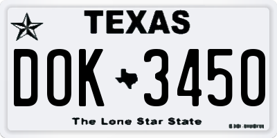 TX license plate DOK3450