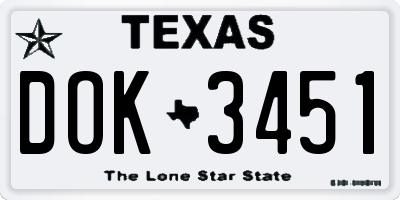 TX license plate DOK3451