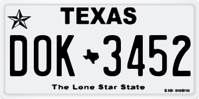 TX license plate DOK3452
