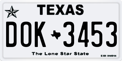 TX license plate DOK3453
