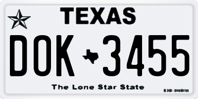 TX license plate DOK3455