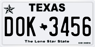 TX license plate DOK3456