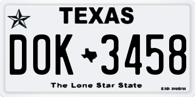 TX license plate DOK3458