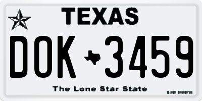 TX license plate DOK3459
