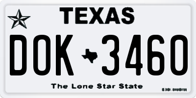 TX license plate DOK3460