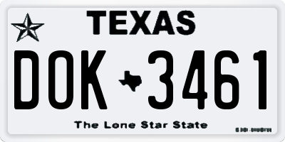 TX license plate DOK3461