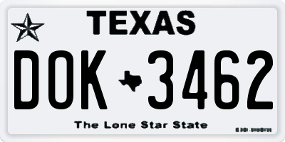 TX license plate DOK3462