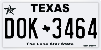 TX license plate DOK3464