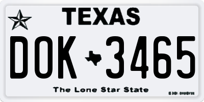 TX license plate DOK3465