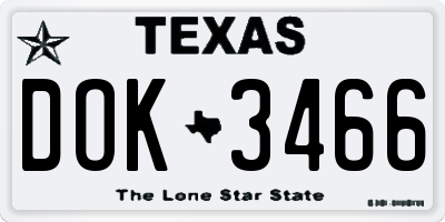 TX license plate DOK3466