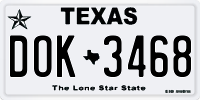 TX license plate DOK3468