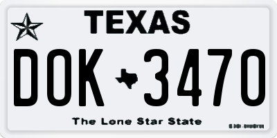 TX license plate DOK3470
