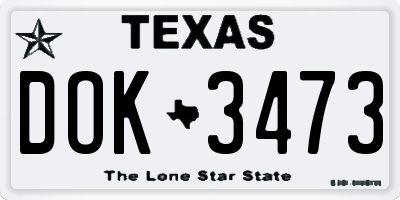 TX license plate DOK3473