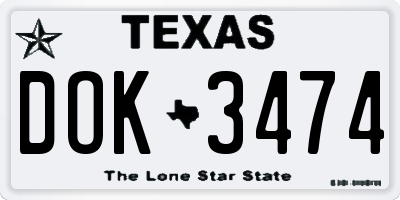 TX license plate DOK3474