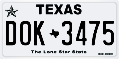 TX license plate DOK3475