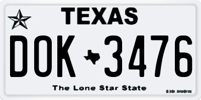 TX license plate DOK3476