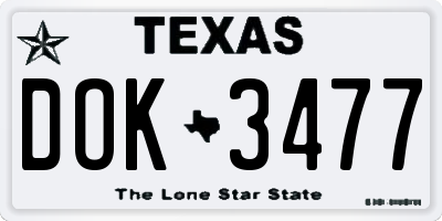 TX license plate DOK3477