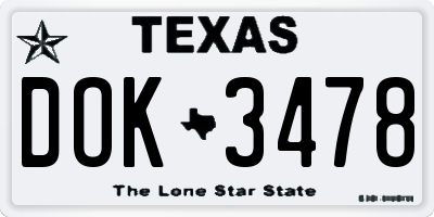 TX license plate DOK3478