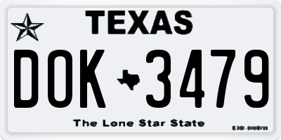 TX license plate DOK3479
