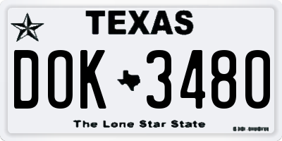TX license plate DOK3480